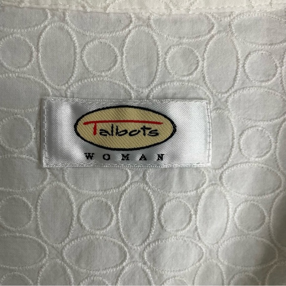 Talbots Vintage Women’s Cream Button-Up Embroidered Plus Size 100% Cotton Blouse - Picture 3 of 4